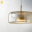 Axyaa Glass Pendant Light in Cognac Smoke LED12w Luxury Hanging Lamp