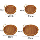 Axyaa Handwoven Rattan Basket with Handle - Food Storage Tray, Wicker Storage Organizer