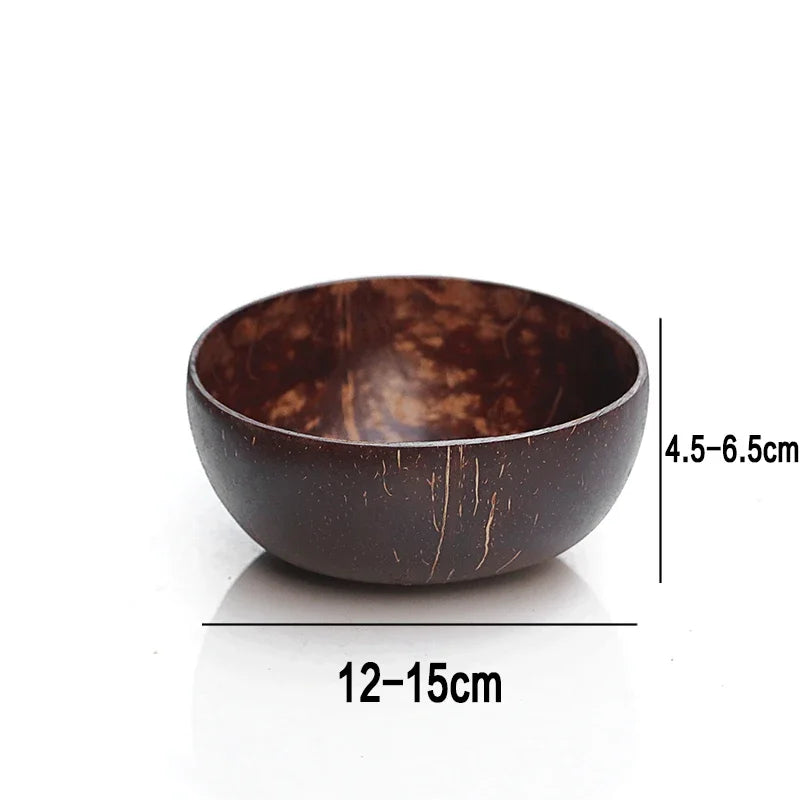 Axya Coconut Bowl Set with Wooden Spoon - Natural Kitchen Tableware