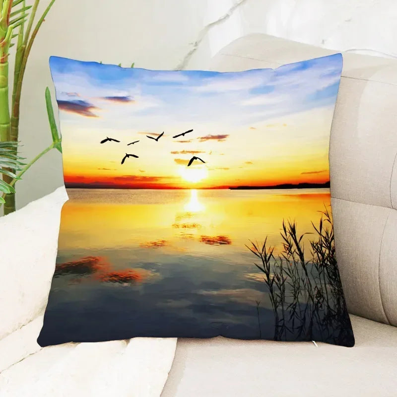 Axyaa Sea Waves Beach Pillowcase - Creative Office Car Home Lumbar Cushion Cover
