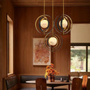 Axyaa Gold Marble Chandelier, Adjustable Round Ceiling Light for Villa Hotel