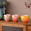 Axyaa Tulip Ceramic Coffee Cup Set - European Design Mug for Afternoon Tea and Breakfast