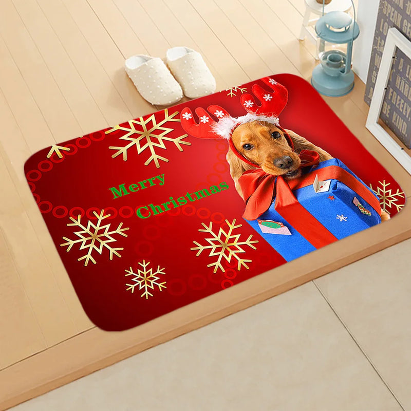 Axyaa Christmas Animal Print Door Mat - Non-Slip Home Decoration