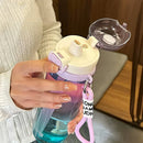 Axyaa 750ML Gradient Straw Water Bottle: Leak-proof, Portable for Sports, Gym, Camping