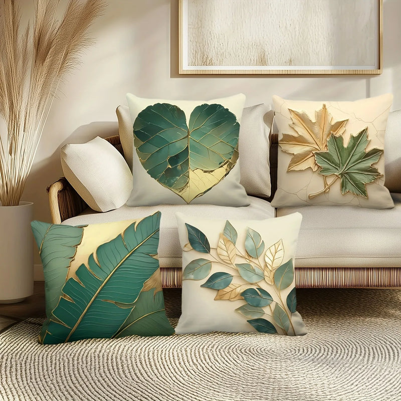 Axyaa Leaf Printed Pillowcase - Modern Home Room Decor Sofa Cushion Cover