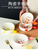 Axyaa Ceramic Handle Bowl, Underglaze Color, Oven-Safe Rice, Noodle, Salad Bowl