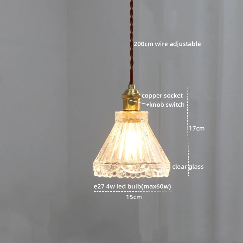 Axyaa Nordic LED Pendant Lights Copper Glass Chandelier