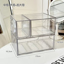 Axyaa Acrylic Makeup Storage Box Set with Drawer & Cotton Swab Organizer