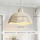 Axyaa French Wood Ceiling Pendant Lamp Vintage Bedroom Living Room Pendant Light
