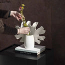 Axyaa White Ceramic Vase: Artistic Flower Vessels for Hydroponic/Dried Flower Arrangement