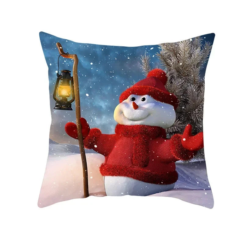 Snowman Pillow Cover Winter Home Decor Cushion Covers by Axyaa