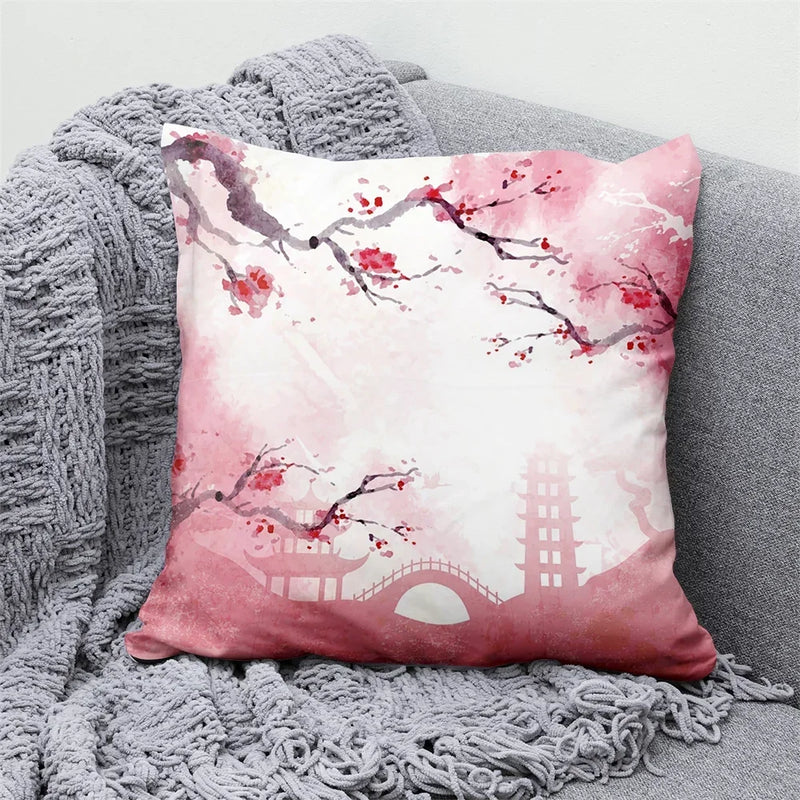 Axyaa Lucky Cat Japanese Style Sofa Bed Pillow Cover: Mount Fuji Japanese Art