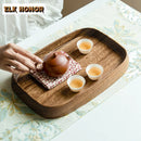 Axyaa Walnut Wooden Round Corner Tray for Afternoon Tea & Sushi