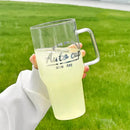 Axyaa 1000ml Glass Cup with Lid and Straw - Aesthetic Drink Bottle