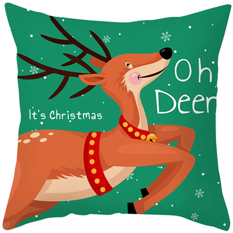 Axyaa Christmas Cushion Cover 45x45cm Snowman Santa Noel Navidad Happy New Year
