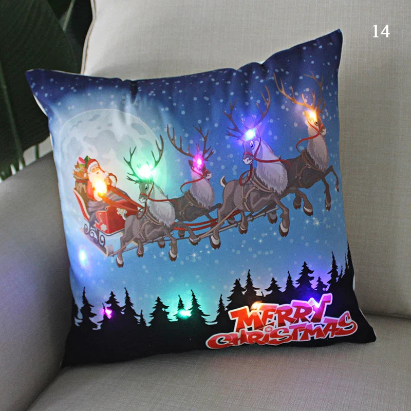 Axyaa LED Santa Claus Cushion Cover: Festive Light-Up Pillowcase for Home Decor