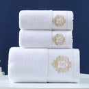 Axyaa 3-Piece Waffle Towel Set: 1 Bath, 2 Hand Towels - Cream