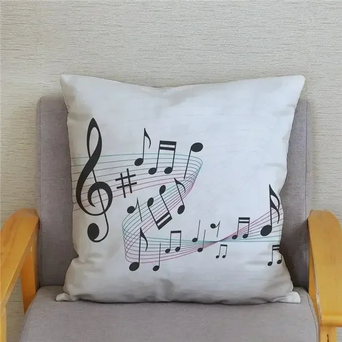 Axyaa Cartoon Sheet Music Printed Cushion Cover for Bedroom and Living Room