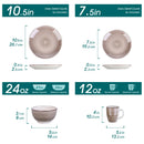 Axyaa 16-Piece Porcelain Dinner Set - Vintage Look Ceramic Plate, Bowl, Mug Set