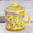 Axyaa Enamel Tea Cup with Lid, Large Capacity Portable Coffee Mug, Korean Style Drinkware