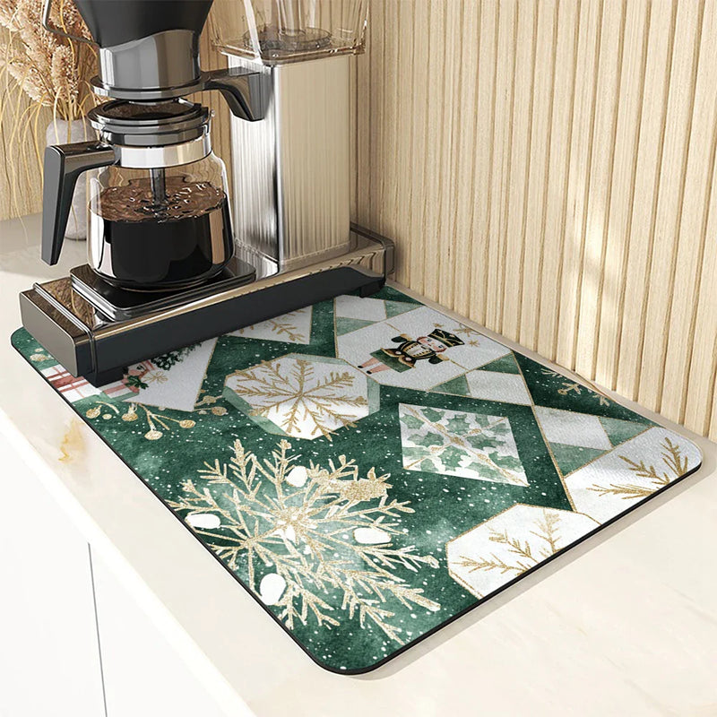 Axyaa Christmas Nutcracker Drying Mat for Kitchen and Bathroom