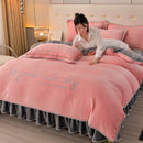 Axyaa Winter Fleece Thickened Warm 4-Piece Bedding Set