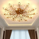 Axyaa Flower Leaf Crystal Chandelier Ceiling Light Gold/Black G9 Tricolor Lamp