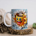 Axyaa Ceramic Coffee Mug 350ml: Fun Emoticons Design, Perfect for Home and Office