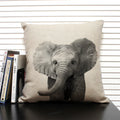 Axyaa African Animal Linen Pillow Cover 45x45cm - Lion, Elephant, Elk Portrait Decor
