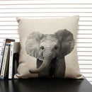Axyaa African Animal Linen Pillow Cover 45x45cm - Lion, Elephant, Elk Portrait Decor