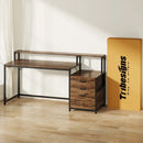 Axyaa Industrial Office Desk with File Drawer and Monitor Stand