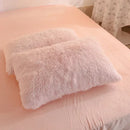Axyaa Plush Pink Mink Velvet Queen Bedding Set with Sheets