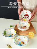 Axyaa Ceramic Cartoon Salad Bowl: Cute, High Aesthetic Small Bowl for Air Fryer