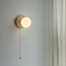 Axyaa Glass Ball LED Wall Light with Pull Chain Switch - Copper Finish