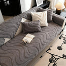 Axyaa Plush Sofa Seat Cushion Non-Slip Slipcover Pad - Gray Home Decor Protection