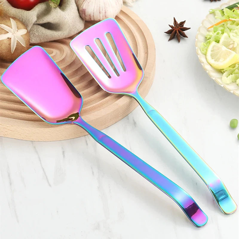 Axyaa Stainless Steel Serving Cutlery Set - Large Spoon, Fork, Shovel, Salad Stirrer