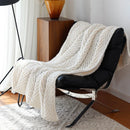 Axyaa Nordic Style Chunky Knit Blanket Cream Beige Cozy Sofa Throw 50x60"