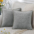 Luxury Blue Chenille Cushion Covers with Stitched Edge for Sofa Decor - Axyaa