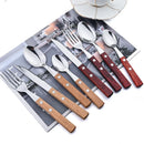Axyaa 24-Piece Stainless Steel Wooden Handle Cutlery Set