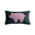 Axyaa Medieval Critter Embroidery Cushion Cover in Coffee Brown - 30x50cm