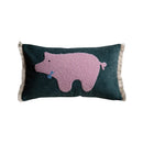 Axyaa Medieval Critter Embroidery Cushion Cover in Coffee Brown - 30x50cm