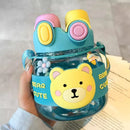 Axyaa Kawaii Bear 1L Water Bottle with Straw, Cute Design for Kids, Travel-friendly