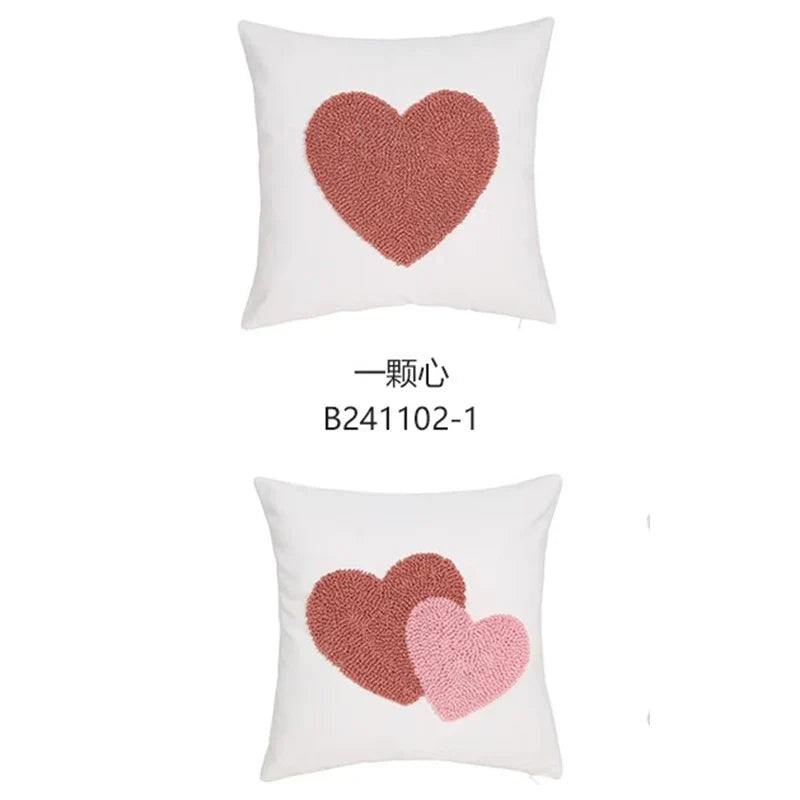 Axyaa Pink Velvet Ins Circle Love Pillowcase Embroidered Valentine's Day Bed Pillow Cover