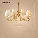 Axyaa American Copper Chandelier with White Fabric Shades for Home Decor