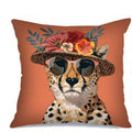 Axyaa Floral Animals Sunglasses Pattern Cushion Cover for Sofa Bedroom Car Home Decor