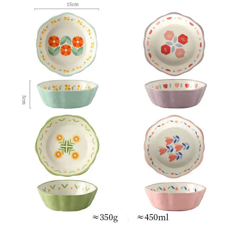 Axya 6-inch Ceramic Flower Salad Bowl for Air Fryer & Desserts