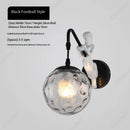 Axyaa Wrought Iron Glass Wall Lamp | LED Bedroom Living Room Lighting