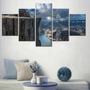 Axyaa Fjord Cliff Mountain Landscape Wall Art Nature Poster Painting 5-Piece Canvas Print
