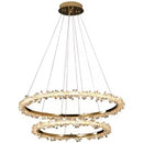 Axyaa Crystal Dimmable Pendant Light: Modern Lustre Circle Hanging Lamp, Gold Finish.