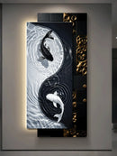 Axyaa Tai Chi Koi Foyer LED Wall Lamp - Modern Hanging Painting for Entrance